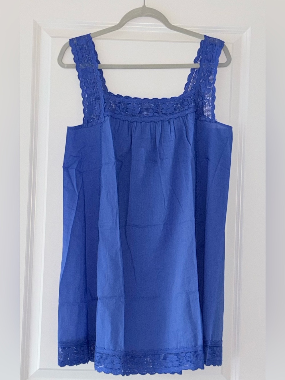 NWT J. Crew Women's Lace Trim Blue Mini Beach Dress (Size Medium) - Picture 2 of 5